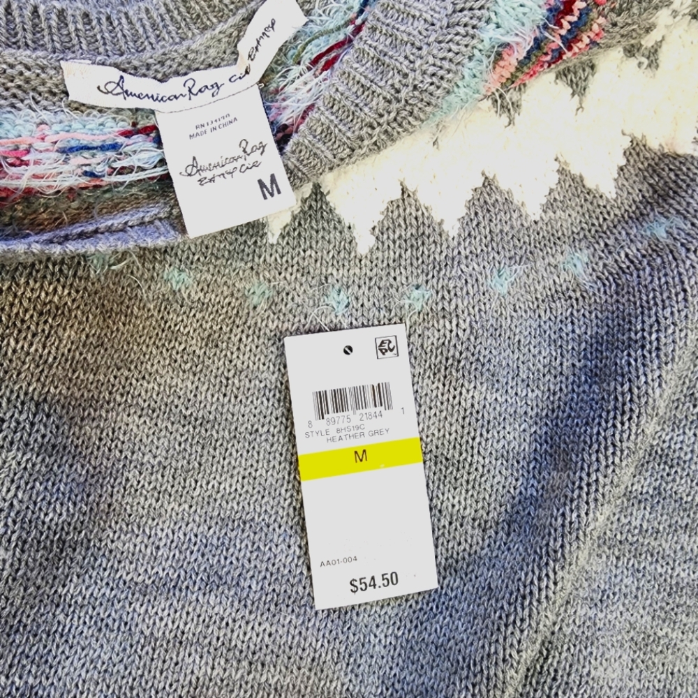 NWT American Rag Cie Sweater Medium Heather Grey - Picture 6 of 7